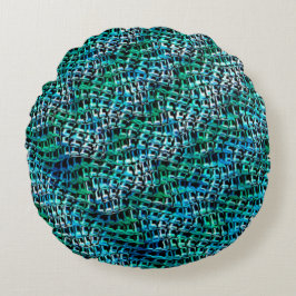 Twisted en wavy burlap sack mesh, groen cyaan rond kussen