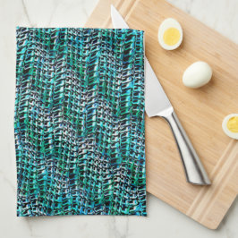 Twisted en wavy burlap sack mesh, groen cyaan theedoek