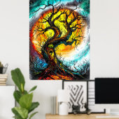 Twisted Enchanted Tree - Gotische fantasiekunst Poster (Thuiskantoor)