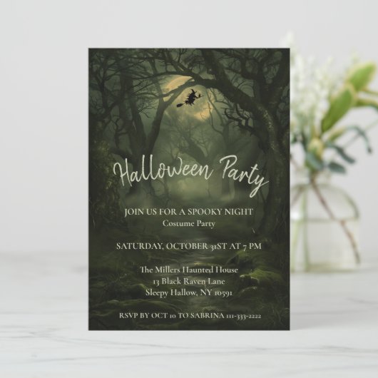 Twisted Forest Halloween Feestuitnodiging Kaart (Staand voorkant)