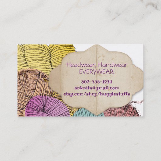 Twisted garen hank breien visitekaartje (Achterkant)