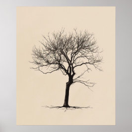 Twisted Gnarled oude boom minimalistische lijnkuns Poster