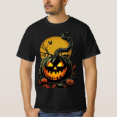 Twisted Grinning Pumpkin Halloween Design T-shirt (Voorkant)