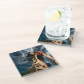 Twisted Guitar Vrouw Glazen Onderzetter (Schuin)