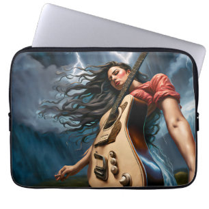Twisted Guitar Vrouw Laptop Sleeve
