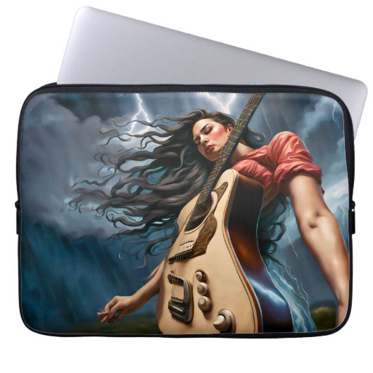 Twisted Guitar Vrouw Laptop Sleeve (Voorkant)