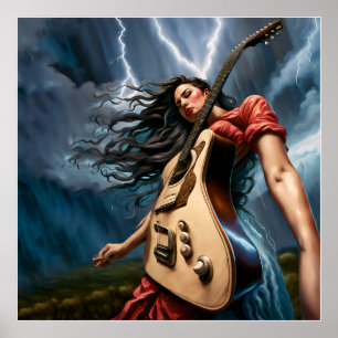 Twisted Guitar Vrouw Poster