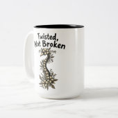 Twisted niet gebroken-scoliose bewustzijn tweekleurige koffiemok (Voorkant links)