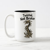 Twisted niet gebroken-scoliose bewustzijn tweekleurige koffiemok (Links)