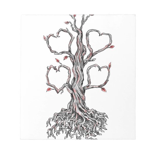 Twisted Oak Tree Heart Branch Tattoo Notitieblok (Voorkant)