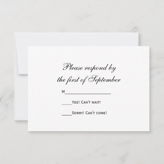 Twisted Pearls Wedding RSVP Response Kaart (Achterkant)