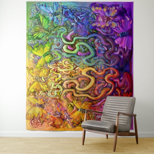 Twisted Rainbow Tapestry Wandkleed (In situ)