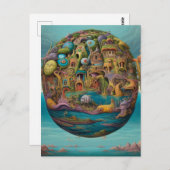Twisted Town Oceanic Lowbrow Pop Surrealisme Briefkaart (Voorkant / Achterkant)
