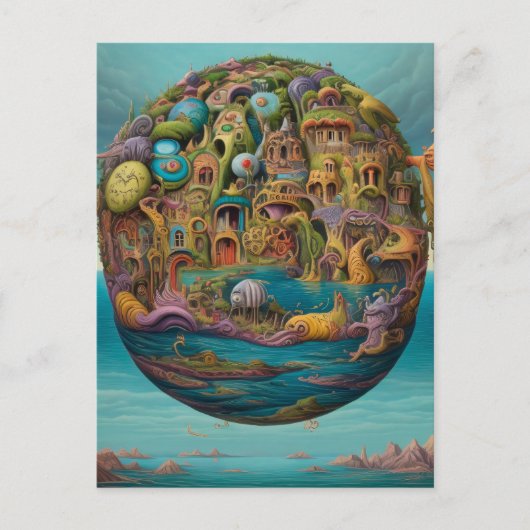 Twisted Town Oceanic Lowbrow Pop Surrealisme Briefkaart (Voorkant)