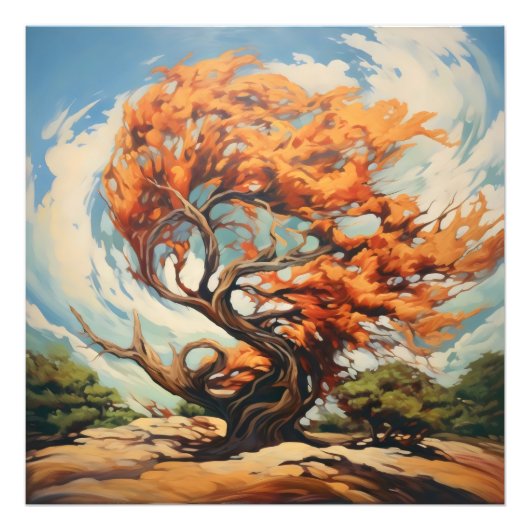 Twisted Tree Abstracte wereld Foto Afdruk (Voorkant)