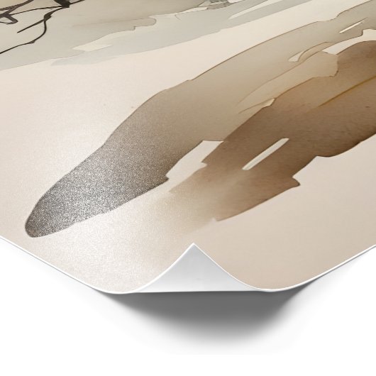 Twisted Tree Ink Painting Foto Afdruk (Hoek)