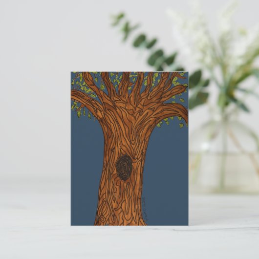 Twisted Tree with Blue background Briefkaart (Staand voorkant)