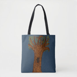 Twisted Tree with Blue Background Tote Bag