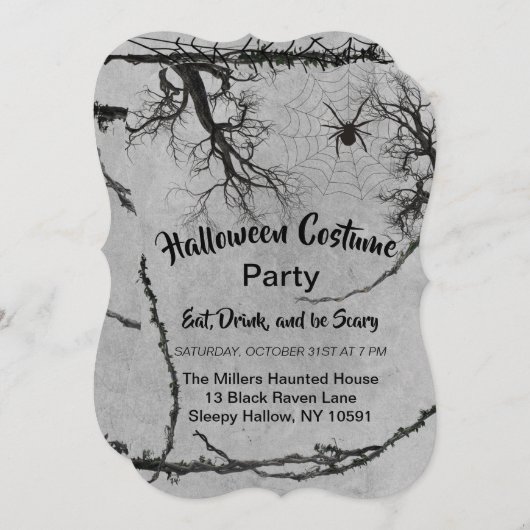 Twisted Vines en Spider Halloween Invitation Kaart (Voorkant / Achterkant)
