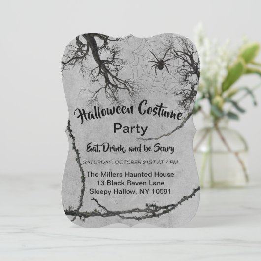 Twisted Vines en Spider Halloween Invitation Kaart (Staand voorkant)