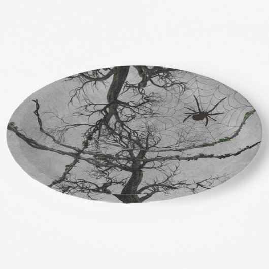 Twisted Vines en Spider Halloween Papieren Bordje (Gekanteld)