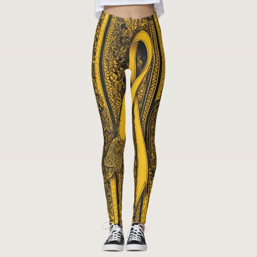 Twisted Yellow Ribbon AI art Leggings (Voorkant)