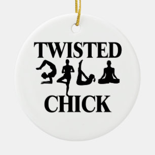 Twisted Yoga Chick Keramisch Ornament