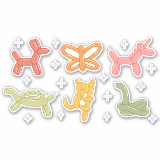 TWISTEERDE DIERLIJKE BALLOENS STICKER (Voorkant)