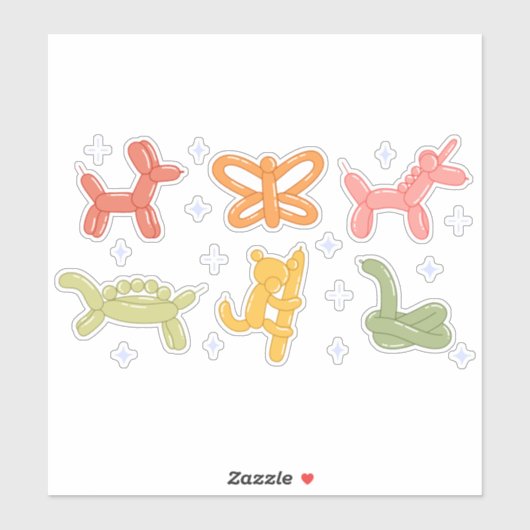 TWISTEERDE DIERLIJKE BALLOENS STICKER (Vel)