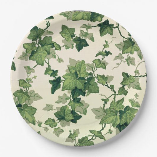 Twisting Ivy Leaves Pattern Papieren Bordje (Voorkant)