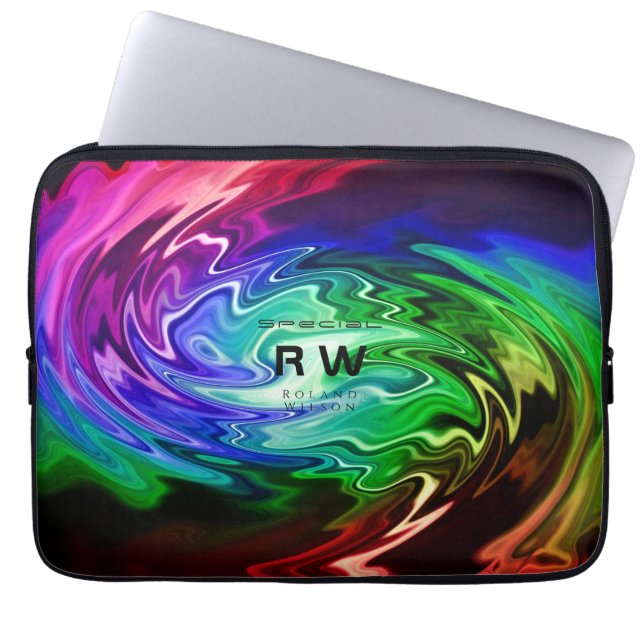 Twisting Liquid Multicolors Gepersonaliseerd Laptop Sleeve (Voorkant)