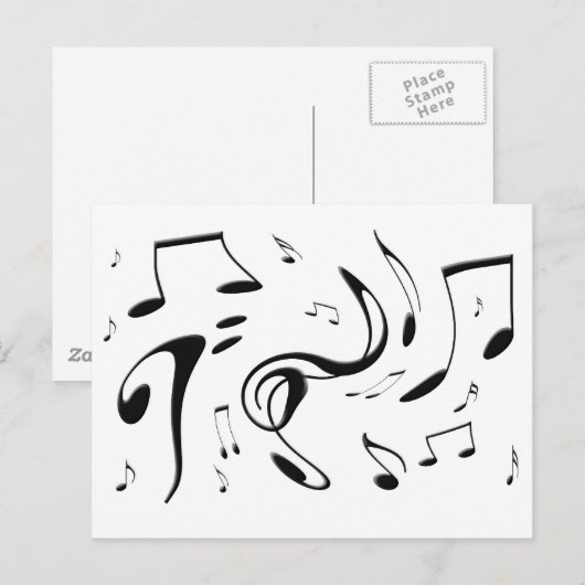 Twisting Musical Notes Briefkaart (Voorkant / Achterkant)