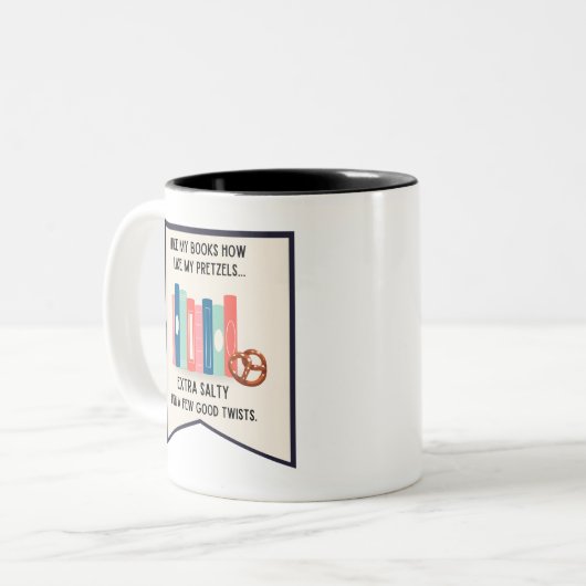Twisty Plots en Pretzels - Book Lover Mok (Voorkant links)
