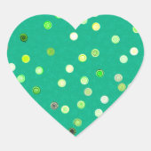 Twisty Polka Dot Spirals Green Heart Stickers (Voorkant)