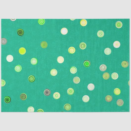 Twisty Polka Dot Spirals Green Tissue Paper Tissuepapier (Voorkant)