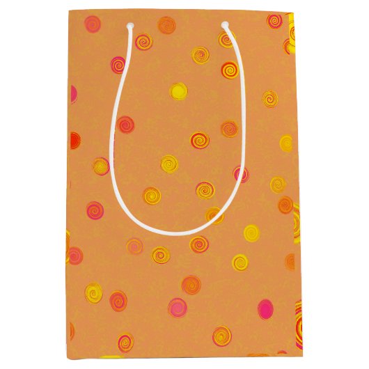 Twisty Polka Dot Spirals Orange Gift Bag Medium Cadeauzakje (Voorkant)