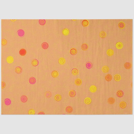 Twisty Polka Dot Spirals Orange Tissue Paper Tissuepapier (Voorkant)