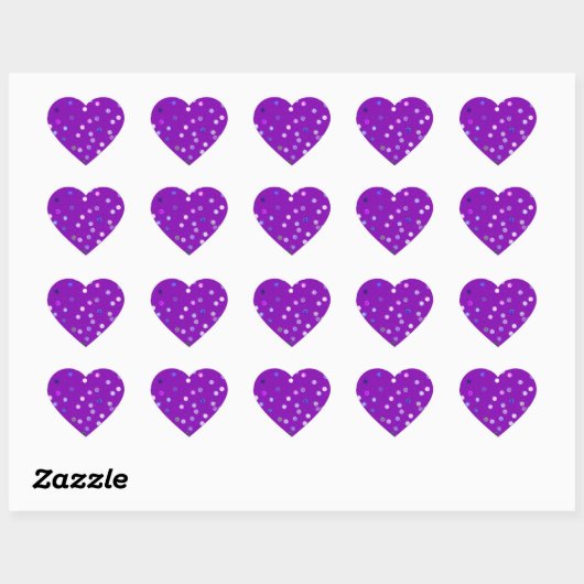 Twisty Polka Dot Spirals Purple Heart Stickers (Vel)
