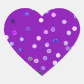 Twisty Polka Dot Spirals Purple Heart Stickers (Voorkant)