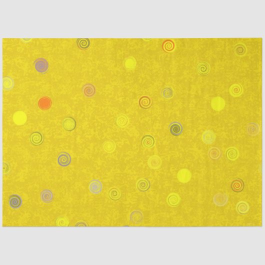Twisty Polka Dot Spirals Yellow Tissue Paper Tissuepapier (Voorkant)