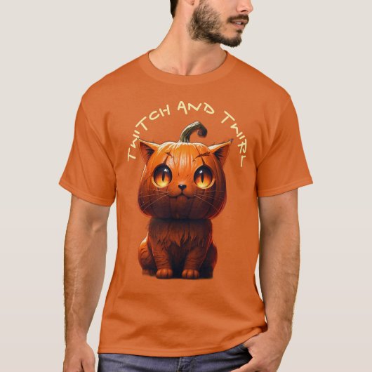 Twitch en Twirl Pumpkin Cat T-shirt (Voorkant)