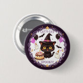 Twitchende Cute Heks Zwarte Kat Tovenaar Fantasy F Ronde Button 5,7 Cm (Voorkant /achterkant)