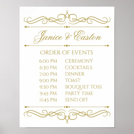 Twitschema-teken | Gold Swirl-kalligrafie Poster (Voorkant)