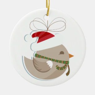 Twitter-achtige vogel met Pet/kerstversiering Keramisch Ornament