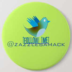 Twitter Bird Volg mij - Kies Achtergrondkleur Ronde Button 6,0 Cm