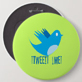 Twitter Bird Volg mij - Kies Achtergrondkleur Ronde Button 6,0 Cm (Voorkant /achterkant)