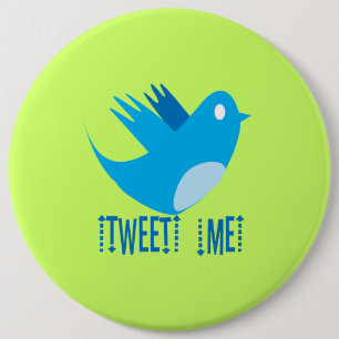 Twitter Bird Volg mij - Kies Achtergrondkleur Ronde Button 6,0 Cm