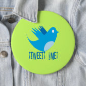 Twitter Bird Volg mij - Kies Achtergrondkleur Ronde Button 6,0 Cm (In situ)
