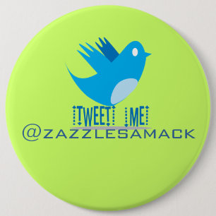 Twitter Bird Volg mij - Kies Achtergrondkleur Ronde Button 6,0 Cm