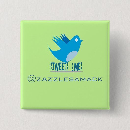 Twitter Bird Volg mij - Kies Achtergrondkleur Vierkante Button 5,1 Cm (Voorkant)